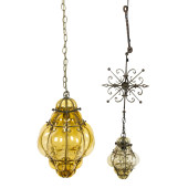 TWO VENETIAN CAGED GLASS CHAND