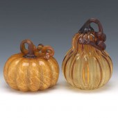 TWO VENETIAN MURANO AMBER GLAS