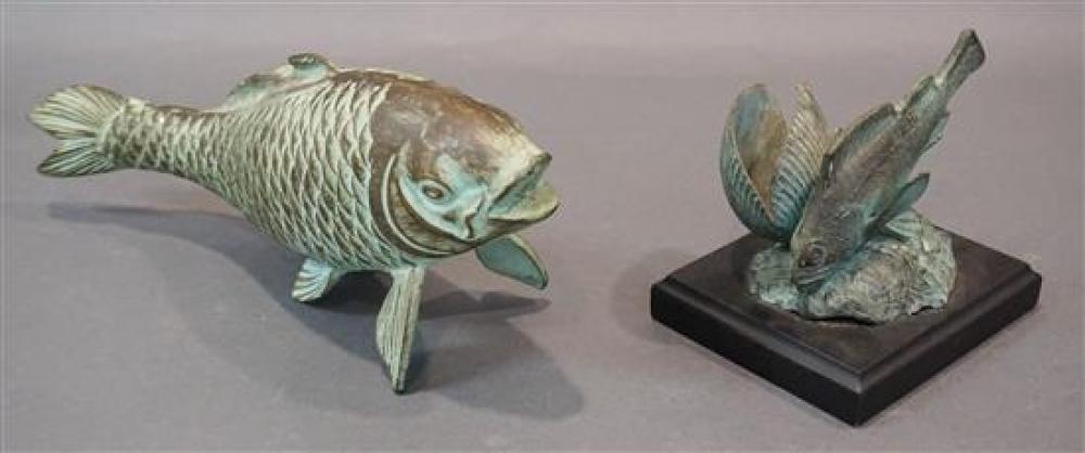 TWO VERDIGRIS PATINATED METAL