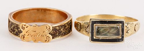 TWO VICTORIAN 14K-18K GOLD HAIRWORK