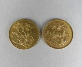 TWO VICTORIAN 22KT GOLD COINS,