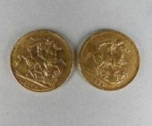 TWO VICTORIAN 22KT GOLD COINS,