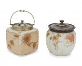 TWO VICTORIAN ART GLASS BISCUI