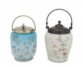 TWO VICTORIAN ART GLASS BISCUI
