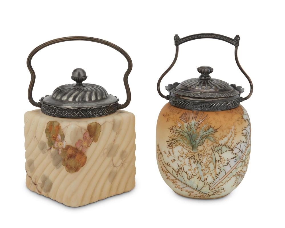 TWO VICTORIAN ART GLASS BISCUIT
