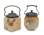 TWO VICTORIAN ART GLASS BISCUI