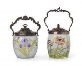 TWO VICTORIAN ART GLASS BISCUI