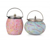 TWO VICTORIAN ART GLASS BISCUI