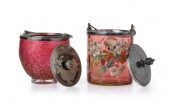 TWO VICTORIAN ART GLASS BISCUI