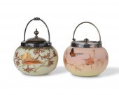 TWO VICTORIAN ART GLASS BISCUI