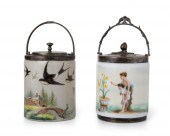 TWO VICTORIAN ART GLASS BISCUI