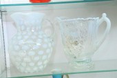TWO VICTORIAN ART GLASS PITCHE
