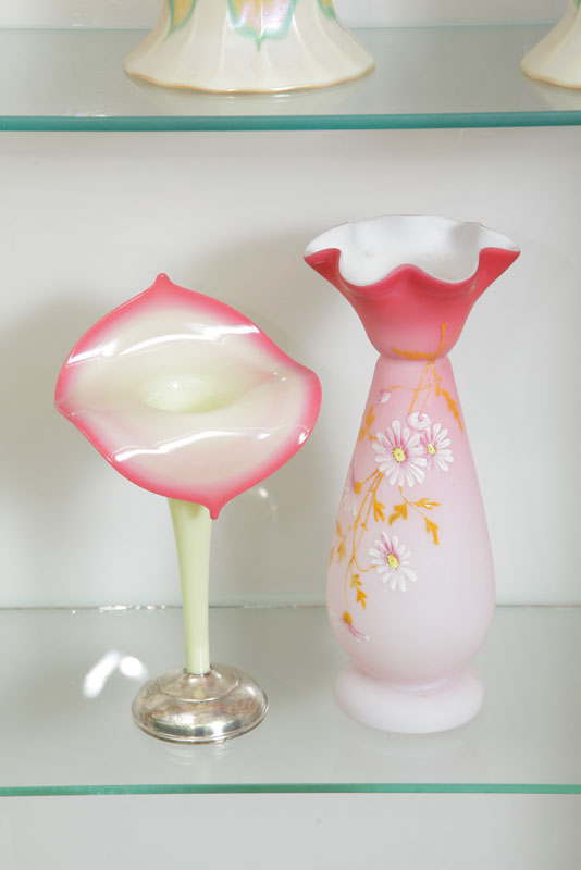 TWO VICTORIAN ART GLASS VASES. A