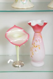 TWO VICTORIAN ART GLASS VASES.