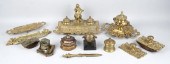 TWO VICTORIAN BRASS INKWELLS A