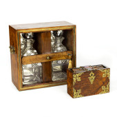 TWO VICTORIAN BRASS MOUNTED BU