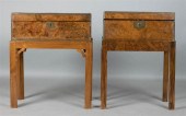 TWO VICTORIAN BRASS MOUNTED BU