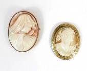 TWO VICTORIAN CAMEO AND YELLOW