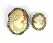 TWO VICTORIAN CAMEO BROOCHES,