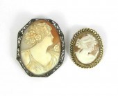 TWO VICTORIAN CAMEO BROOCHES,