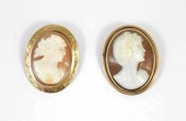 TWO VICTORIAN CAMEO PENDANT/BR