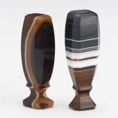 TWO VICTORIAN CARVED BANDED AG