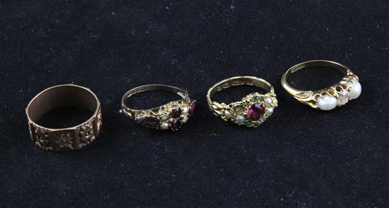 Two Victorian gem set dress rings a