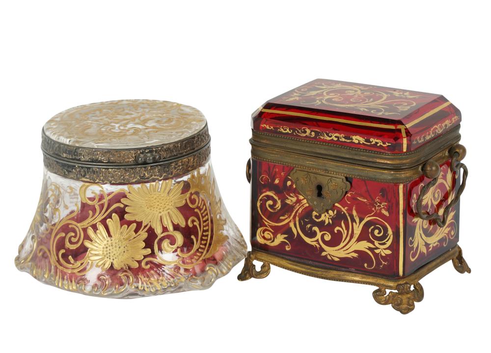 TWO VICTORIAN GILT GLASS DRESSER