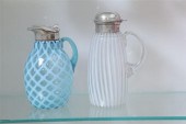 TWO VICTORIAN GLASS SYRUPS. On