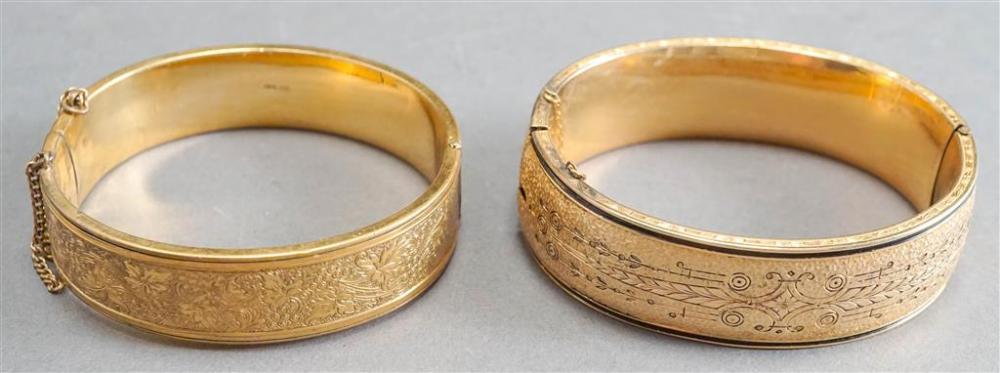 TWO VICTORIAN GOLD FILLED BANGLE