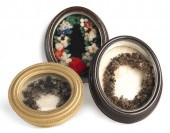 Two Victorian hairwork wreaths
