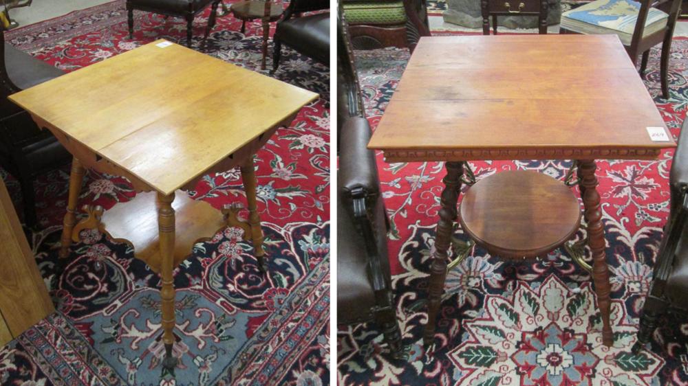 TWO VICTORIAN LAMP TABLES,