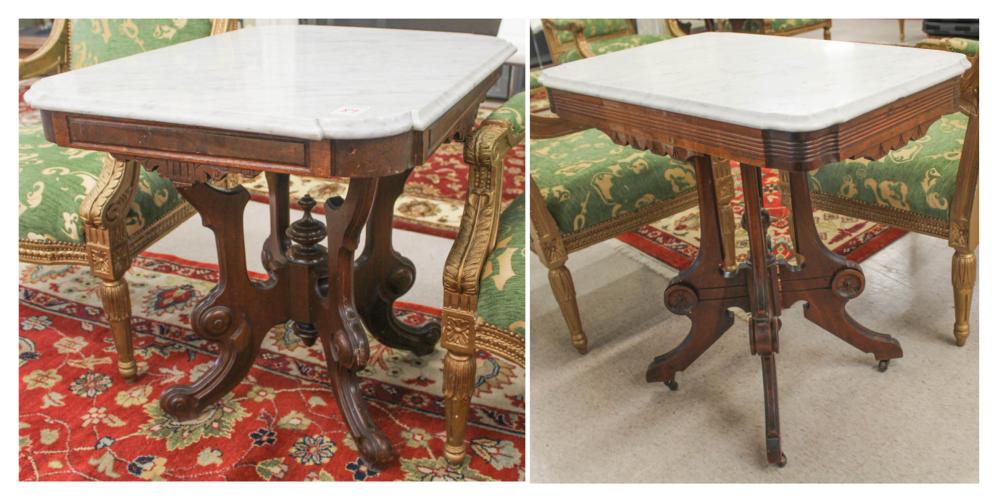 TWO VICTORIAN MARBLE-TOP LAMP