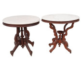 TWO VICTORIAN MARBLE TOP TABLE