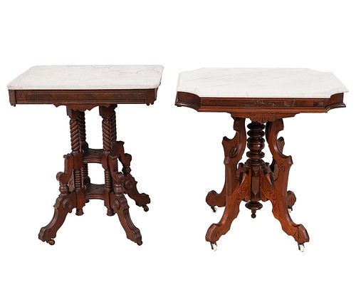 TWO VICTORIAN MARBLE TOP