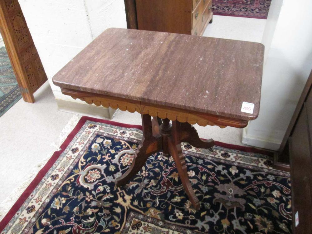TWO VICTORIAN MARBLE-TOP WALNUT