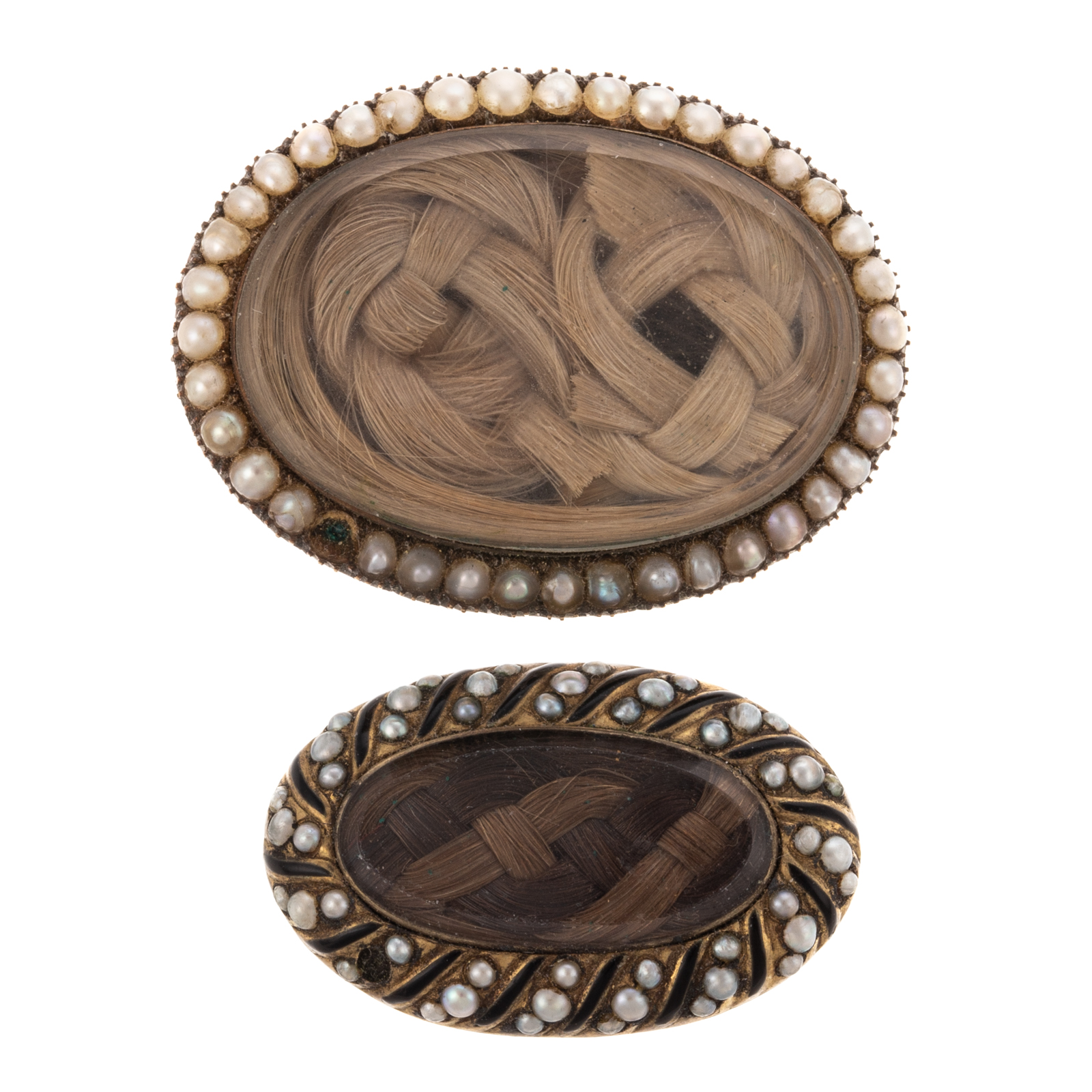 TWO VICTORIAN MOURNING BROOCHES