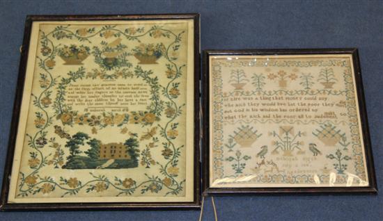 Two Victorian needlework samplers