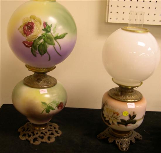 Two Victorian oil lamps  both