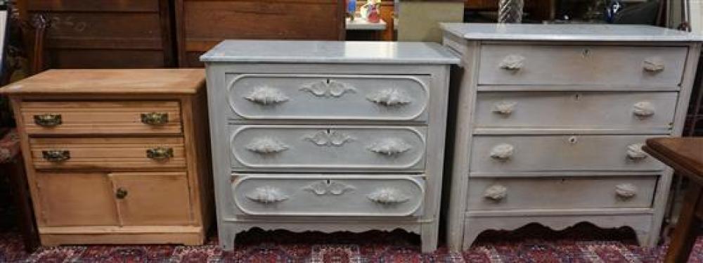 TWO VICTORIAN PAINTED MARBLE TOP
