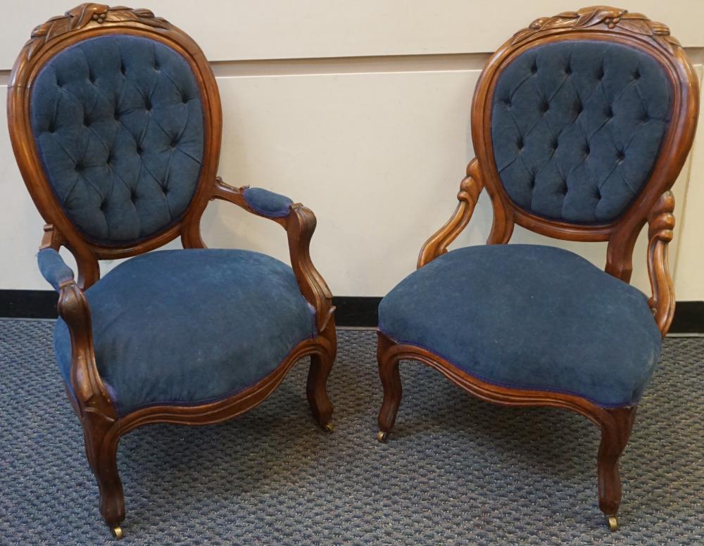 TWO VICTORIAN ROCOCO STYLE BLUE