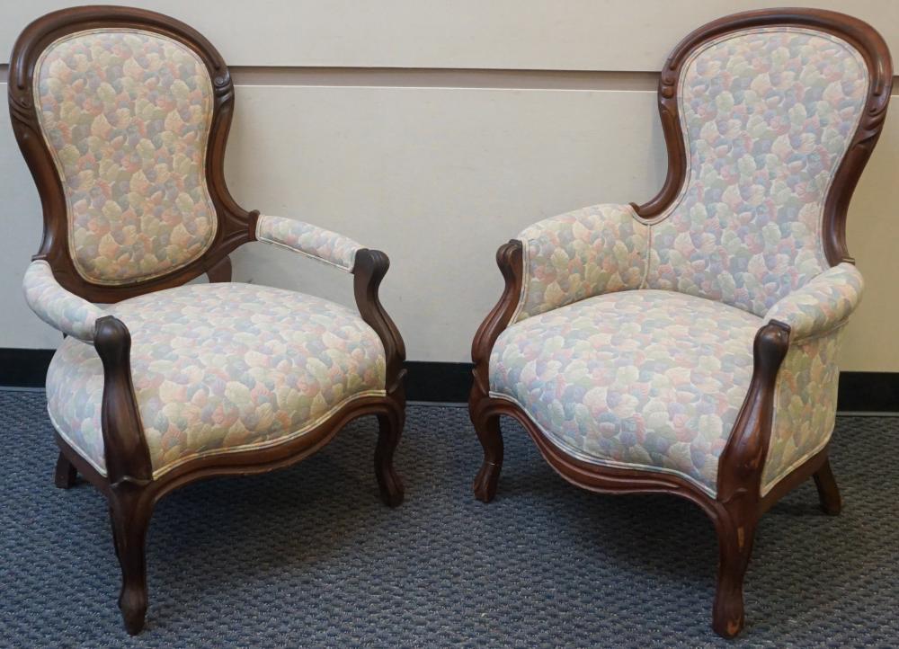 TWO VICTORIAN ROCOCO STYLE WALNUT