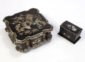 TWO VICTORIAN SHELL INLAID PAP