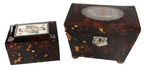 TWO VICTORIAN SILVER MOUNTED