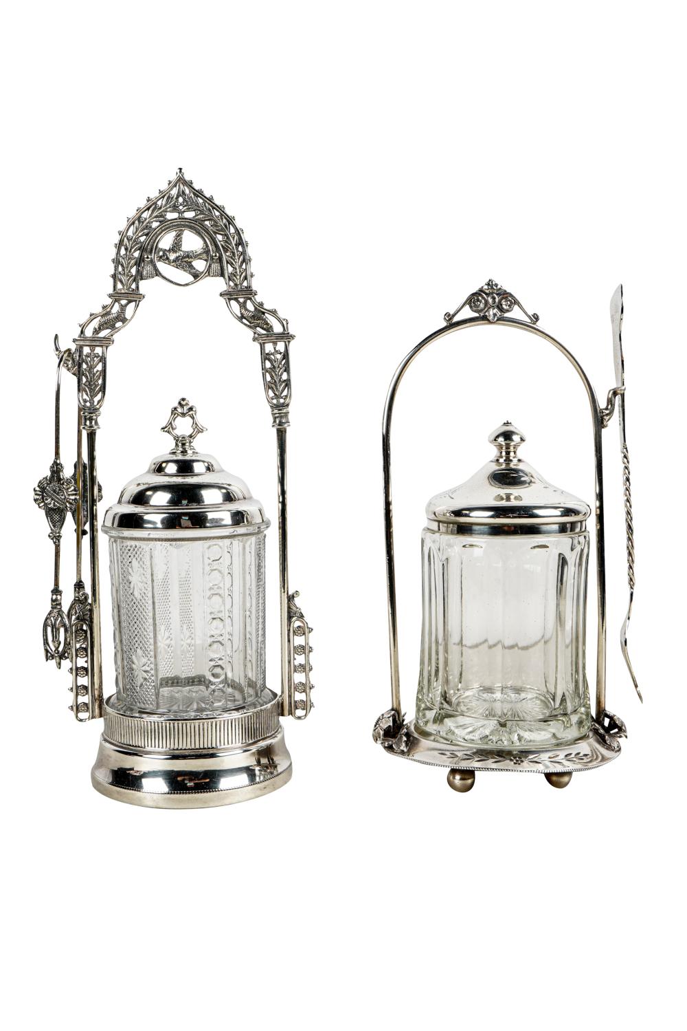 TWO VICTORIAN SILVER-PLATE PICKLE