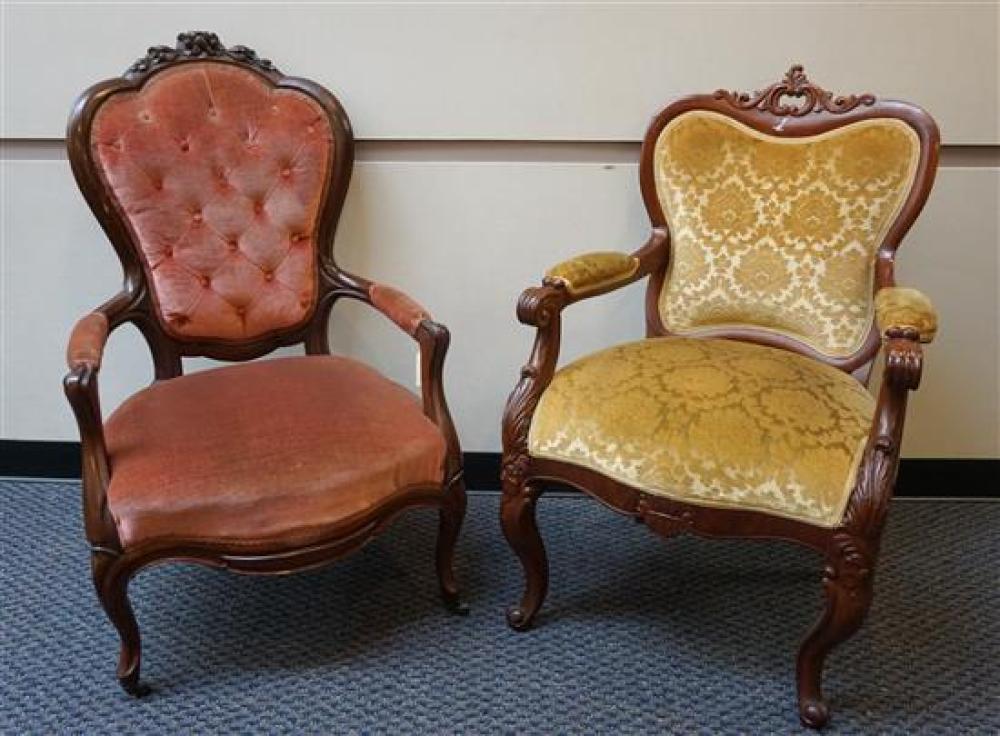 TWO VICTORIAN STYLE CARVED MAHOGANY