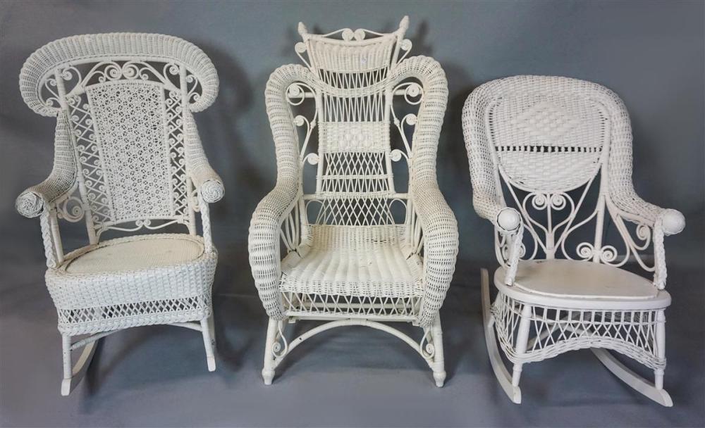 TWO VICTORIAN STYLE WHITE WICKER