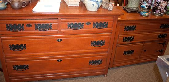 Two Victorian varnished oak