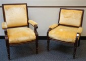 TWO VICTORIAN WALNUT GOLD VELV