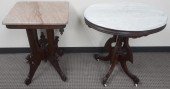 TWO VICTORIAN WALNUT MARBLE TO